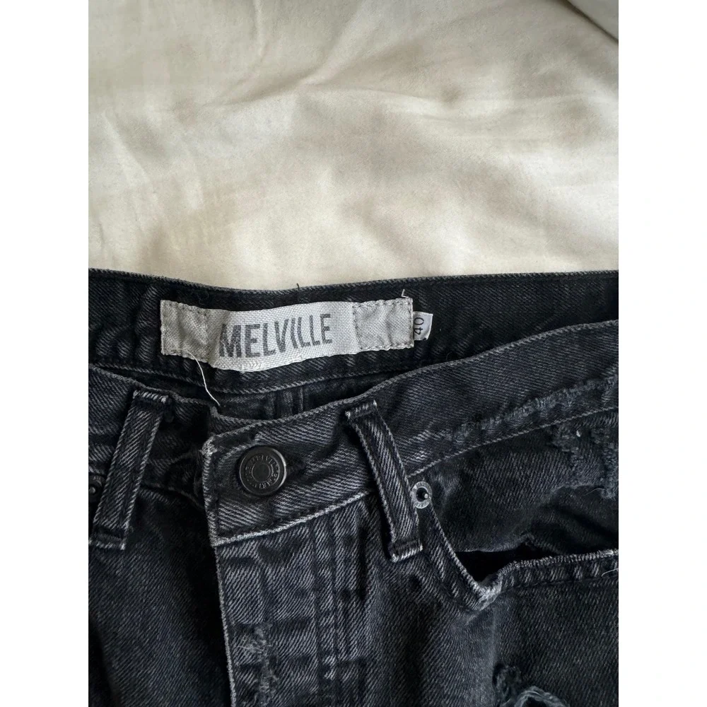 Melville Women's Black High Waisted Distressed‎ Denim Shorts Size 40